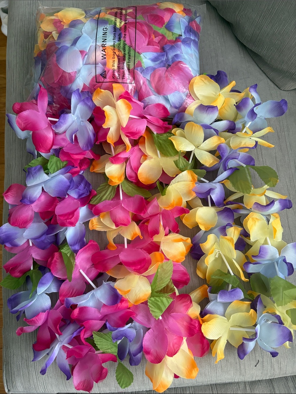 Multicolor Silk flower Leis 1 dozen- Party Decoration